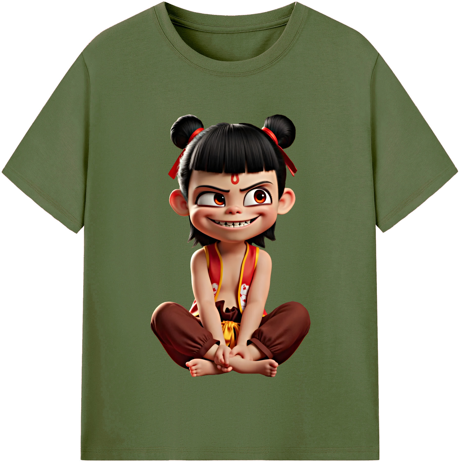 （画像用） Ne Zha 2 ナタ 魔童の大暴れ 綿100％半袖Tシャツ（フロントプリント）